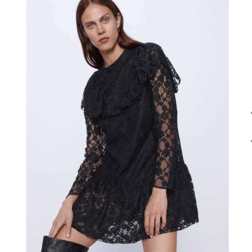 ZARA lace mini dress jumper black size s